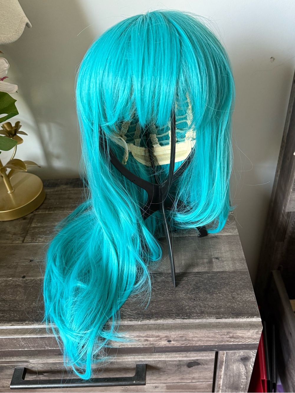 NEW Teal Long Synthetic Wig with Bangs - Bulma cosplay/costume